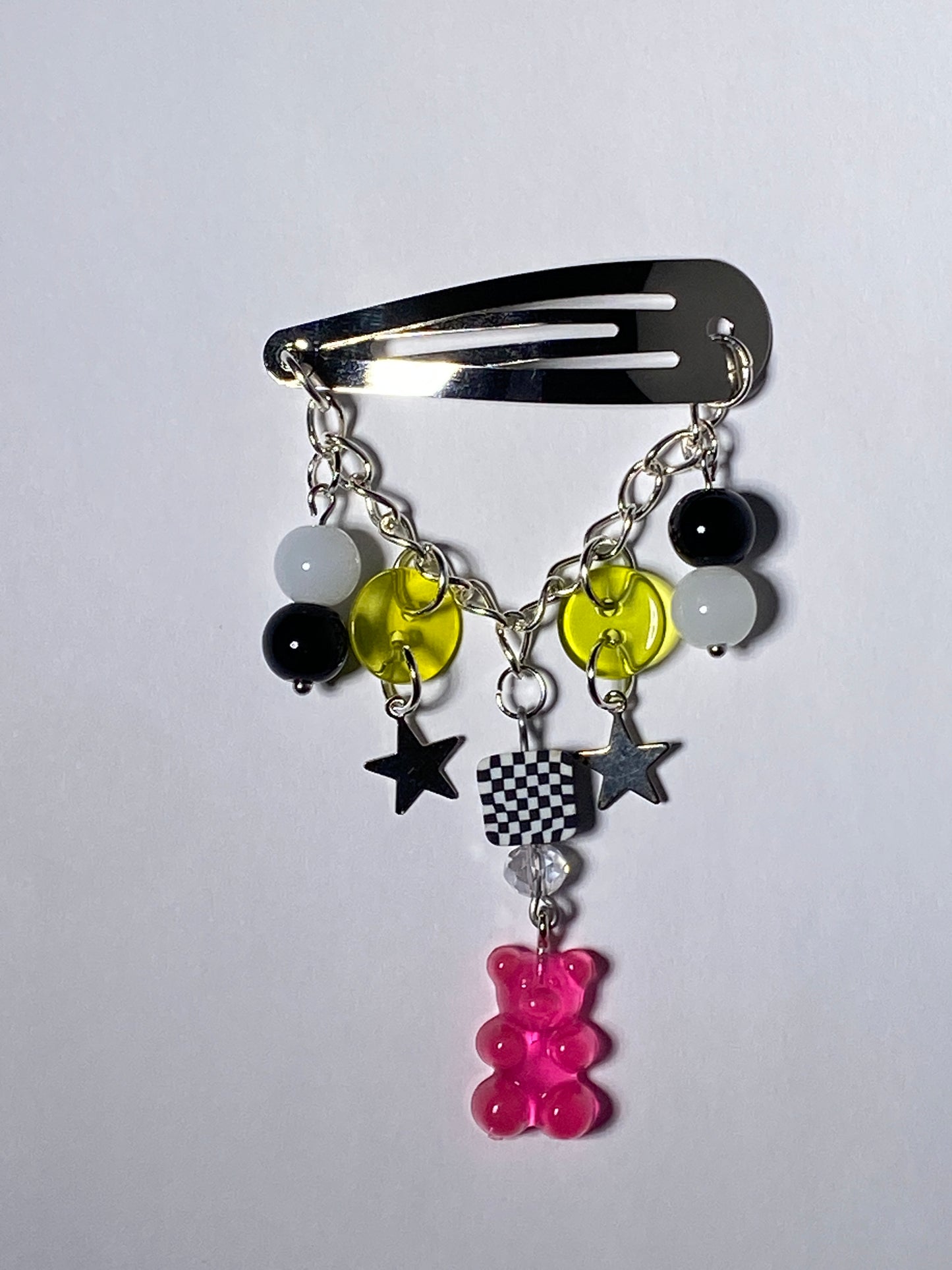 Gummy Checkered Bear Snap Hair Clip