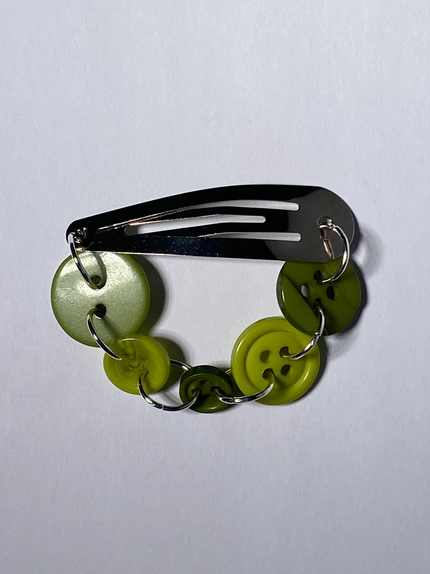 Green Buttons Snap Hair Clip